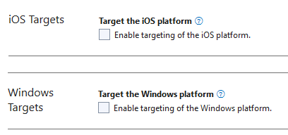 Exclude iOS and Windows from targets