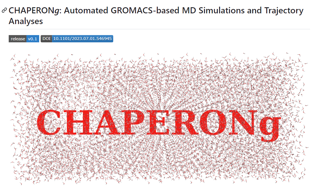 CHAPERONg：基于GROMACS<span style='color:red;'>的</span><span style='color:red;'>分子</span>动力学模拟和轨迹<span style='color:red;'>分析</span><span style='color:red;'>的</span><span style='color:red;'>自动化</span><span style='color:red;'>工具</span>