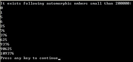 求200000以内自守数c语言,求c语言答案 输出200000以内的自守数