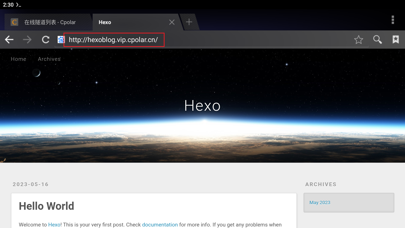 Termux+Hexo结合内网穿透轻松实现安卓手机搭建博客网站发布公网访问