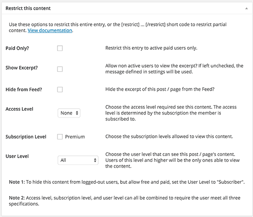 Restricting content for a post in WordPress