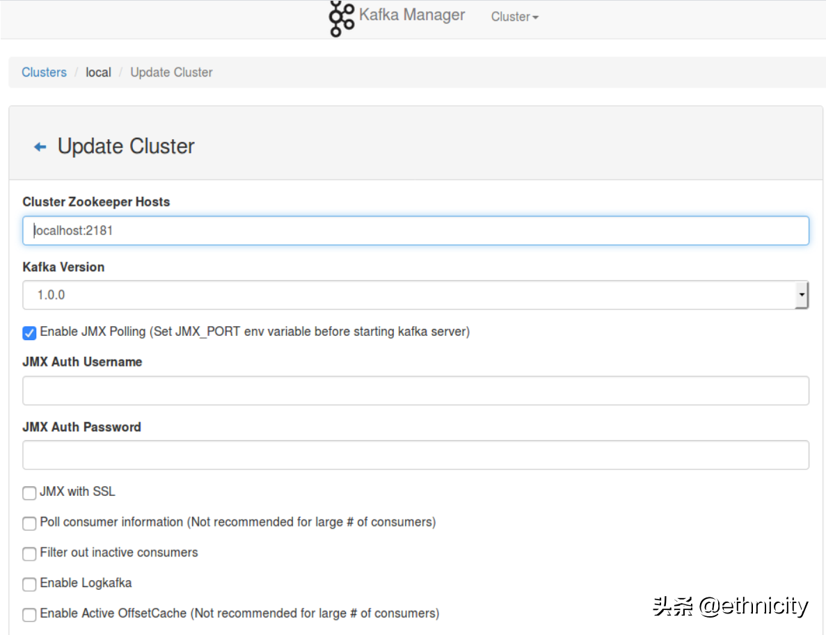 Ubuntu Kafka Manager sum Of Partition Offsets 