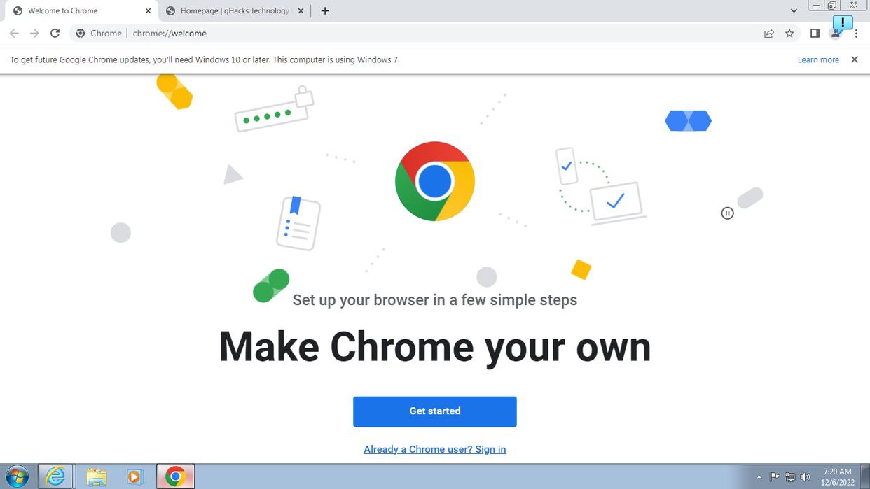 关闭谷歌更新提示“若要接收后续 google chrome 更新,您需使用 windows 10或更高版本”