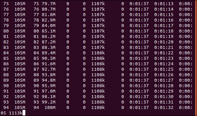 A reattached screen session restored to the terminal window.