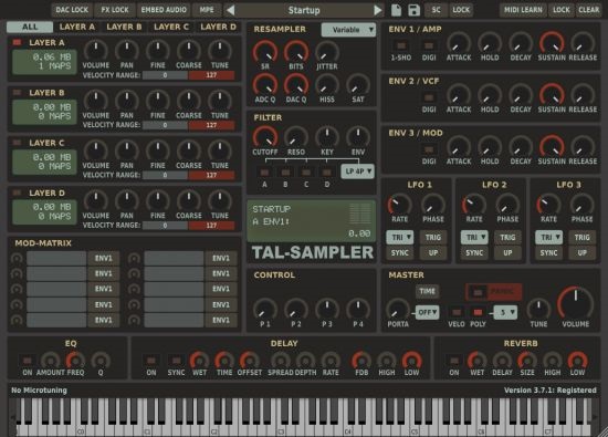 功能强大的采样器软件Togu Audio Line TAL-Sampler 4.6.1