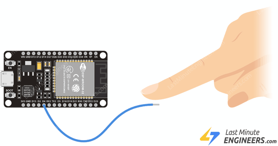 将电线连接到 esp32 以读取 touch gpio