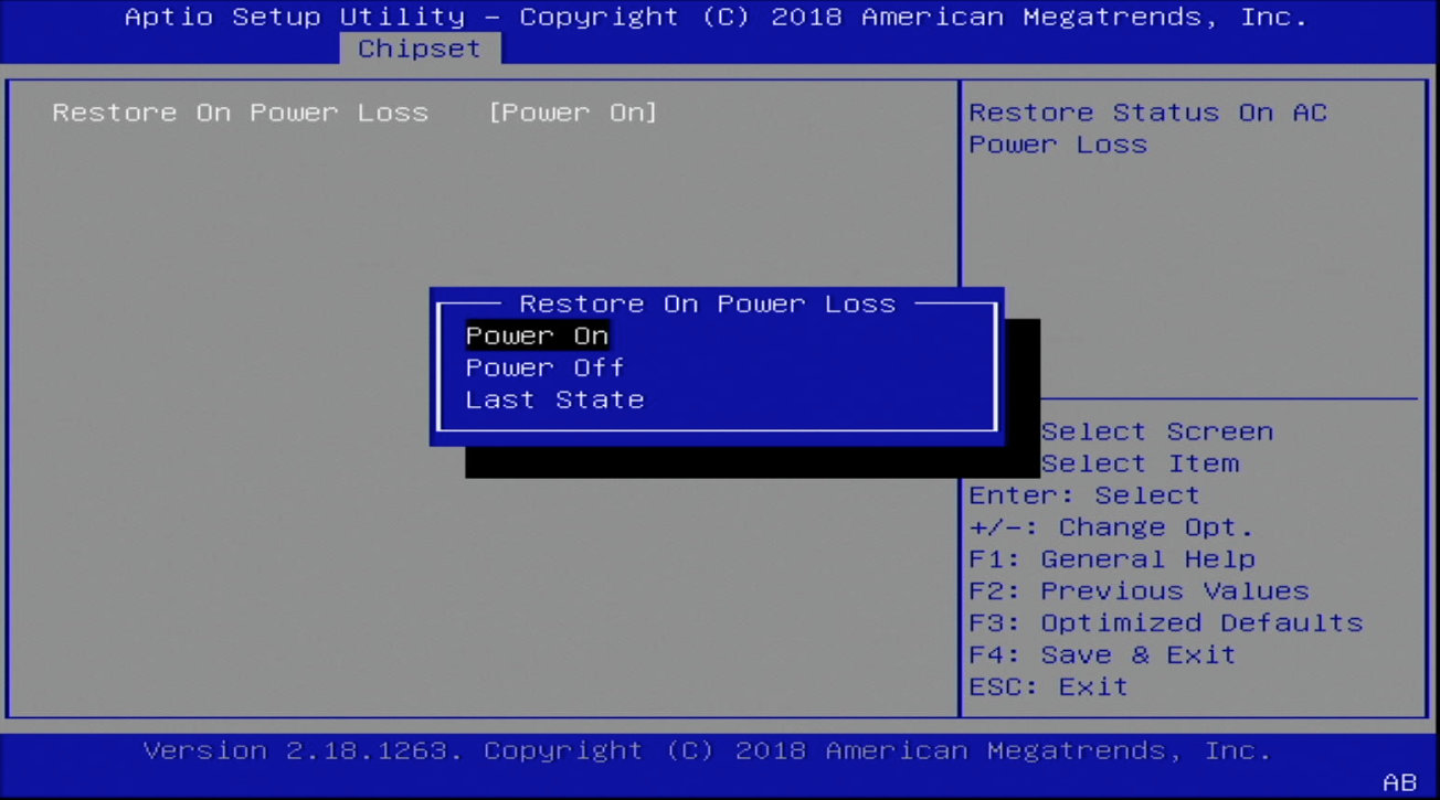 Restore On Power Loss