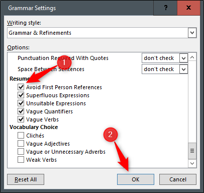 select advanced settings