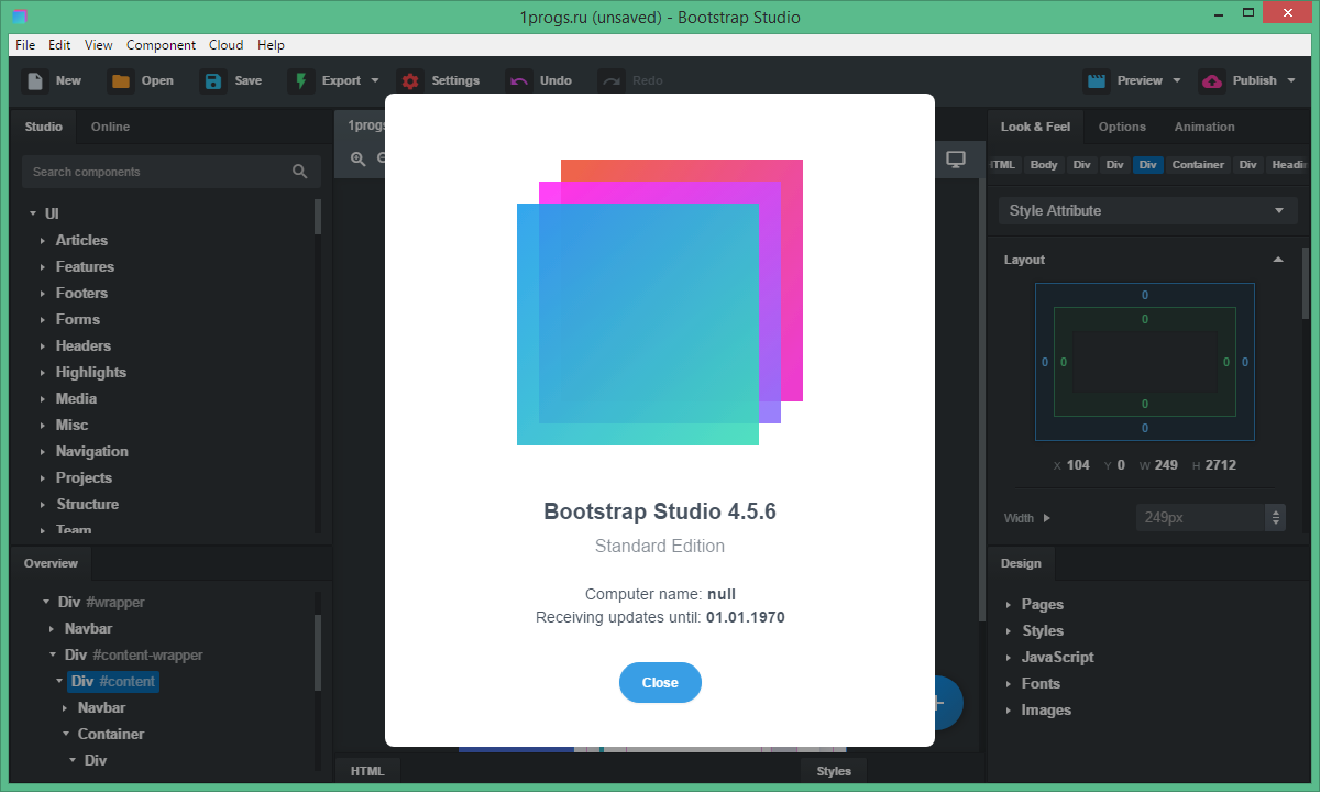 网页设计软件Bootstrap Studio6.7.1