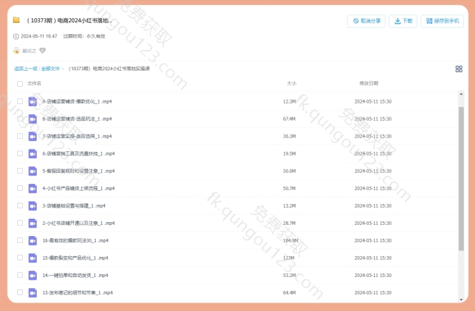 2024最新小红书电商落地实操课，从入门到精通，打造爆款方法（16节课）