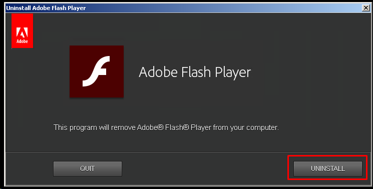 Uninstall Adobe Flash Player