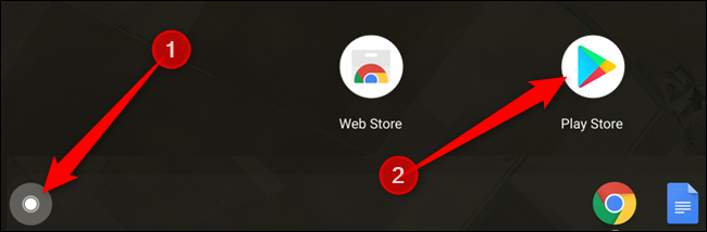 Click the Launcher icon, and then click the Play Store icon