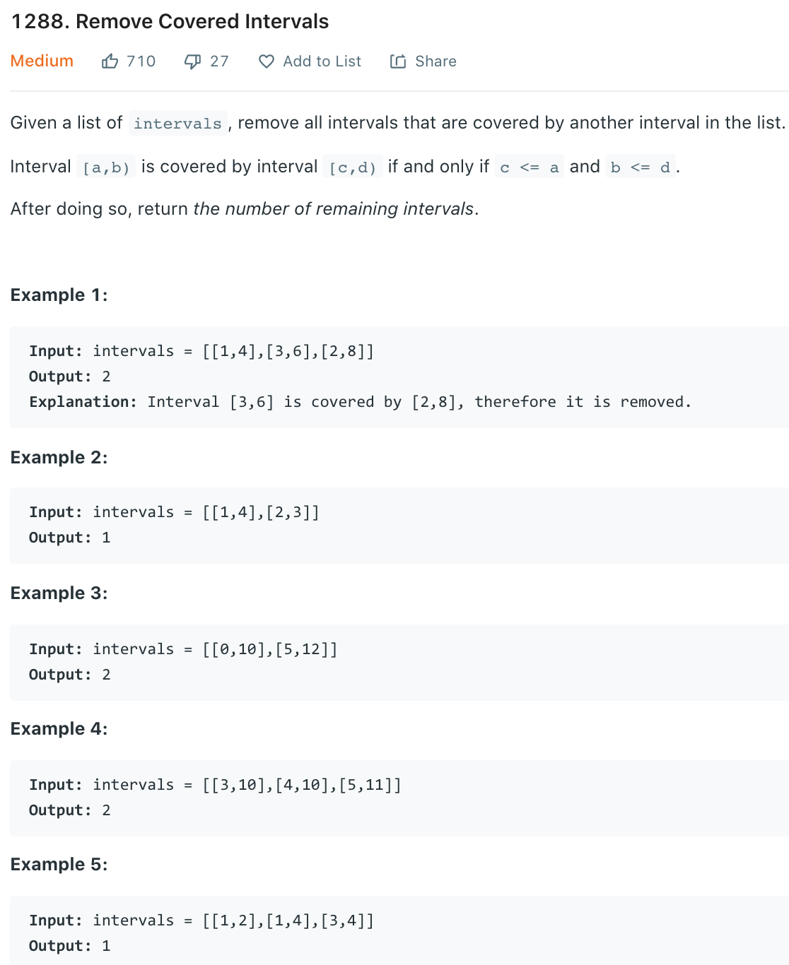 Remove Covered Intervals