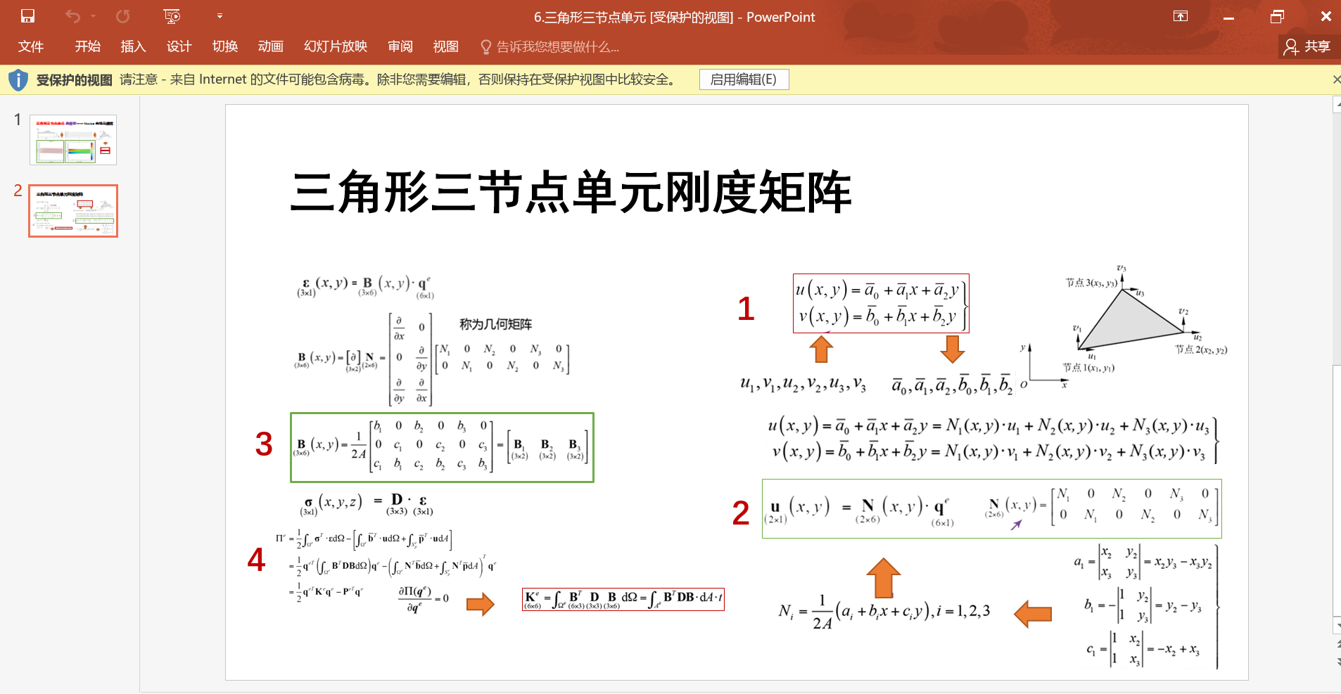 三角形单元悬臂梁Matlab有限元编程 【程序源码+PPT讲义】|平面单元 | 三节点