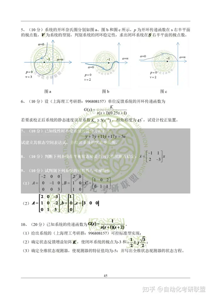 上海理工大学《2023年+2019年867自动控制原理真题》 (完整版）