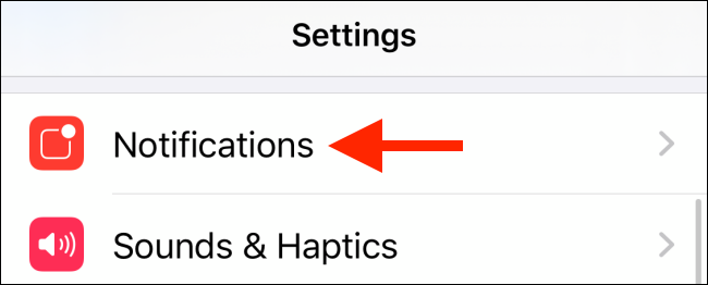 Select Notifications option from Settings