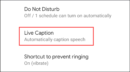 Tap "Live Caption" if it's listed.