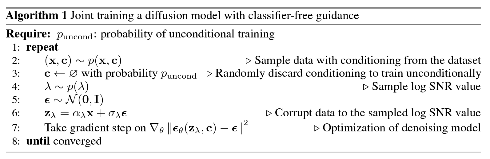 Classifier-Free Guidance 的训练流程