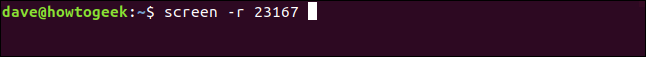 The "screen -3 23167" command in a terminal window.