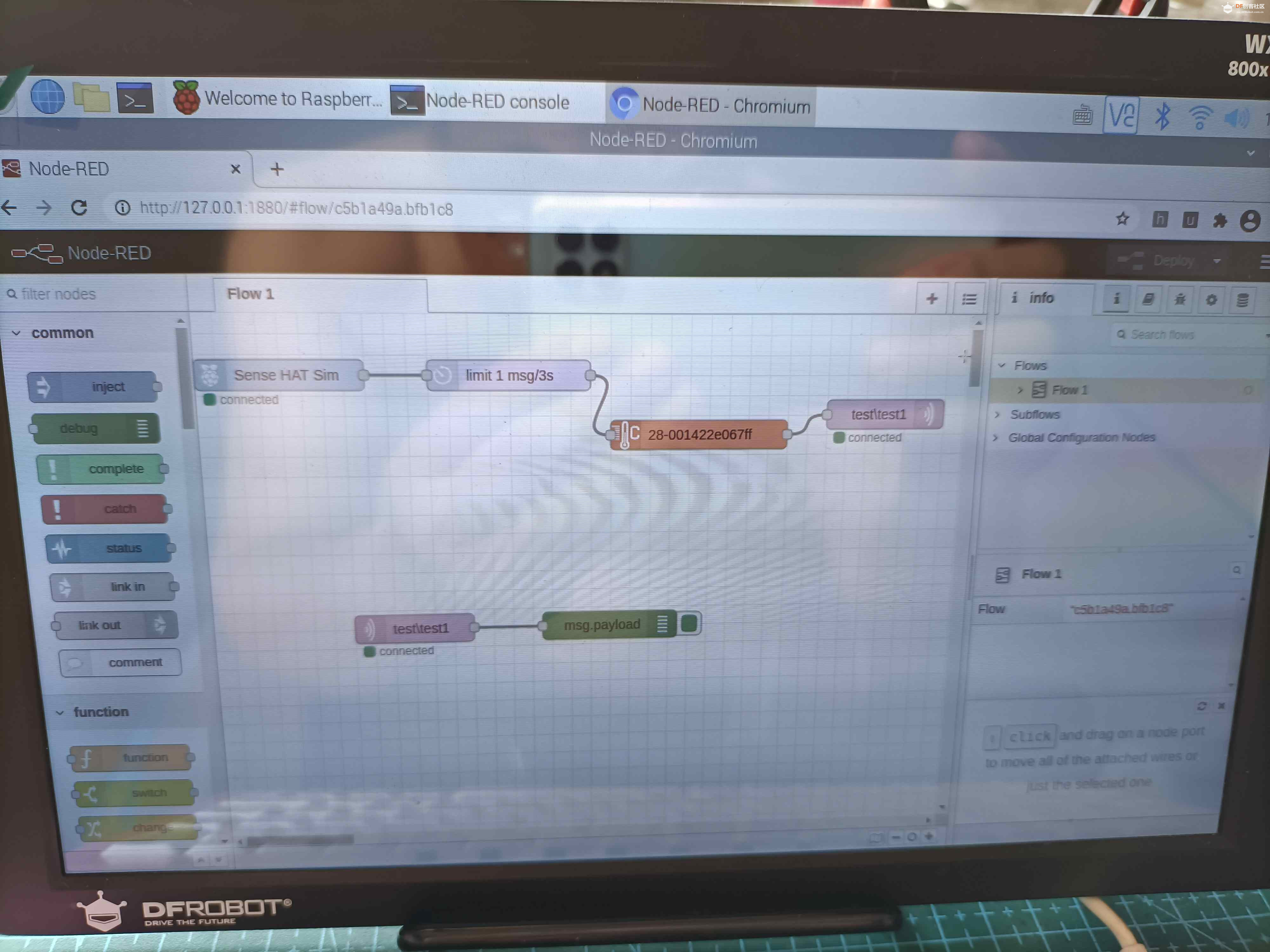 NodeRed和MQTT来监测远端设备温度图14