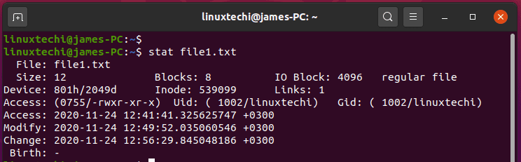 Stat-command-default-output