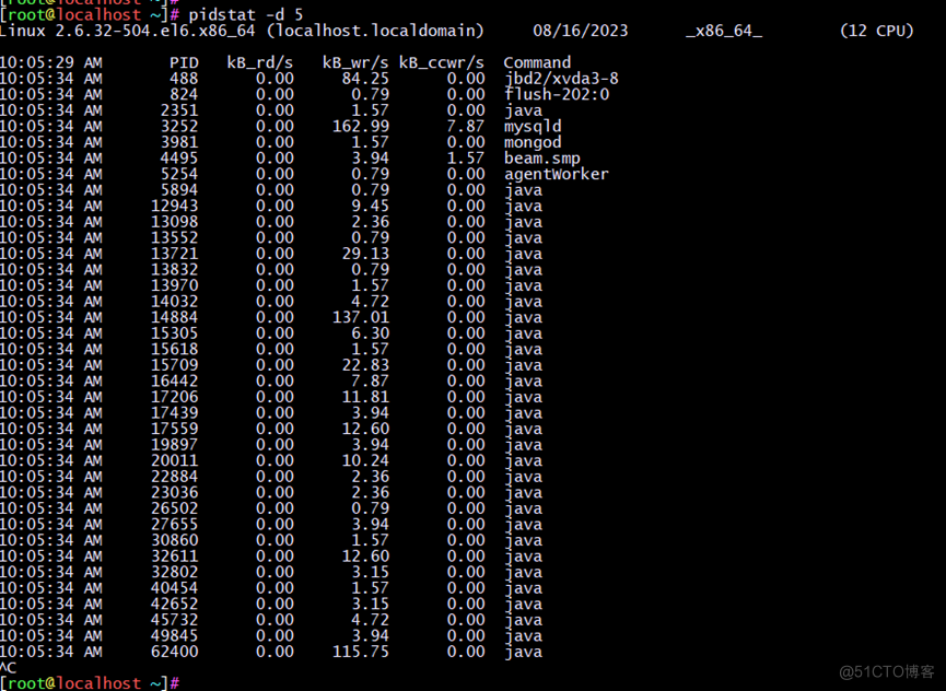 Linux查看内存、CPU、IO使用量较高的进程_Linux查看CPU使用量较高的进程_04