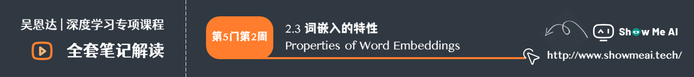 词嵌入的特性 Properties of Word Embeddings