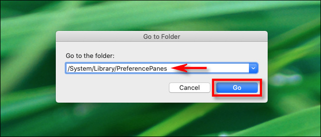 In the Go To Folder dialog, enter the path and click "Go."