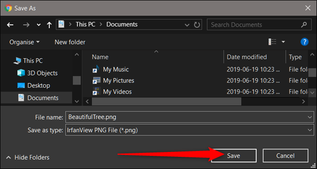 Choose a destination for the files, then click Save