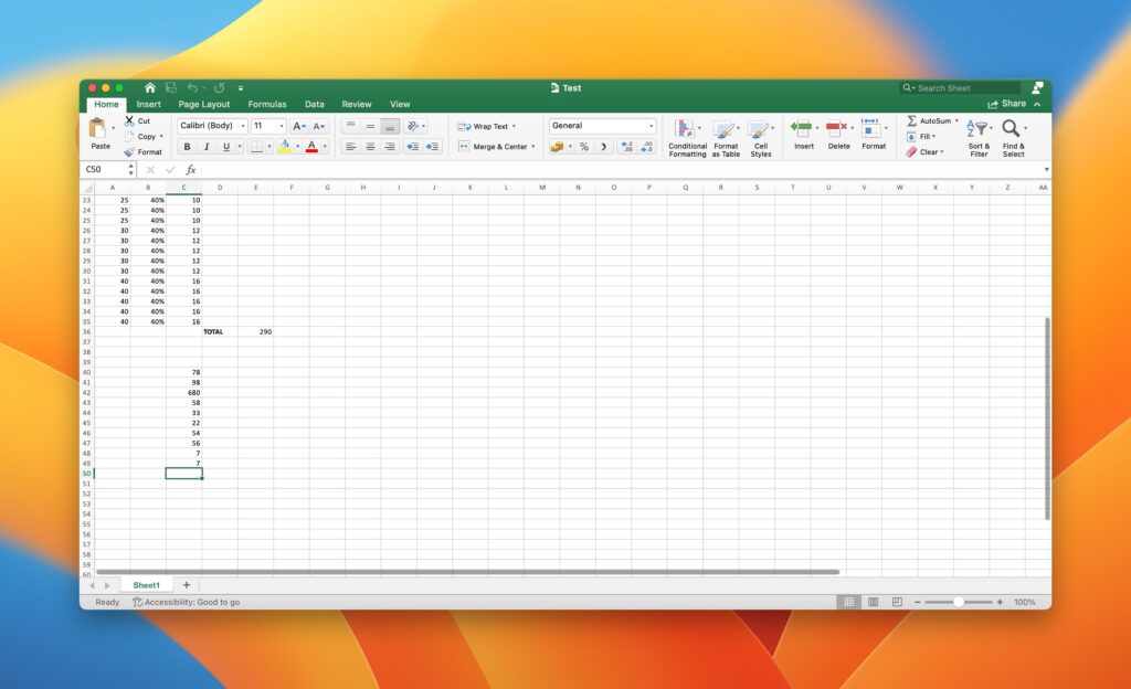 Mac 上的 Microsoft Excel