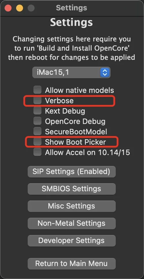 OpenCore Settings