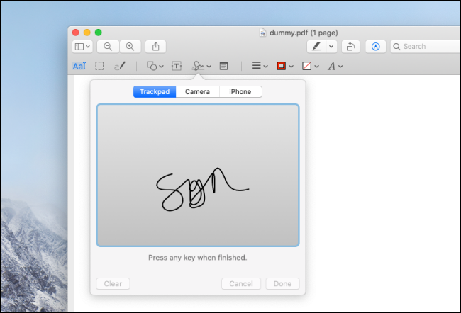 Sign using trackpad on Mac