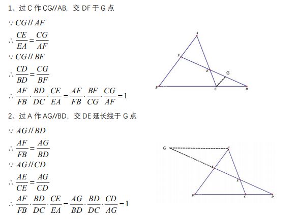 平行相似定理梅氏定理在相似三角形中的应用