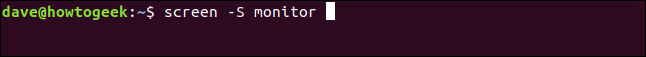 The "screen -S monitor" command in a terminal window.