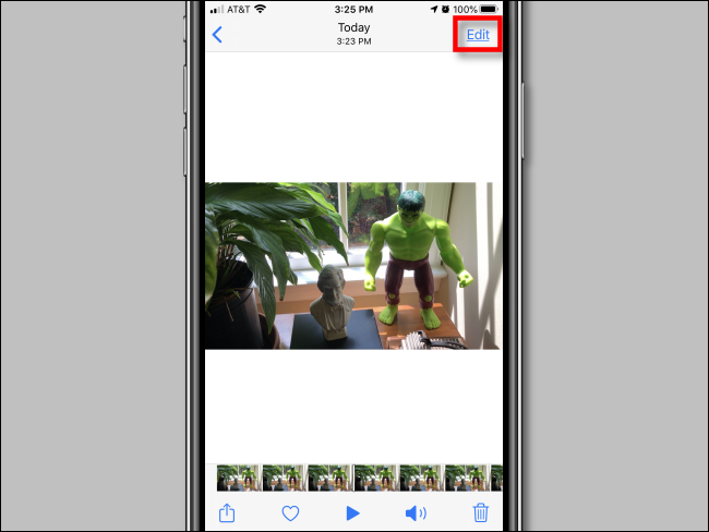 Tap the Edit button in Photos on iPhone