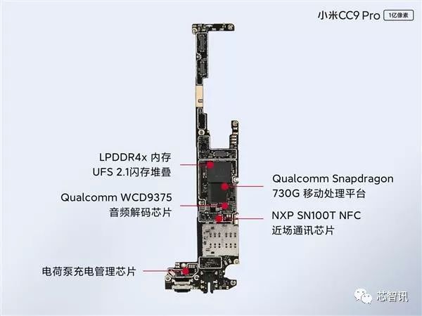 小米6指主板图示小米cc9pro拆解后置五摄成本是骁龙855数倍