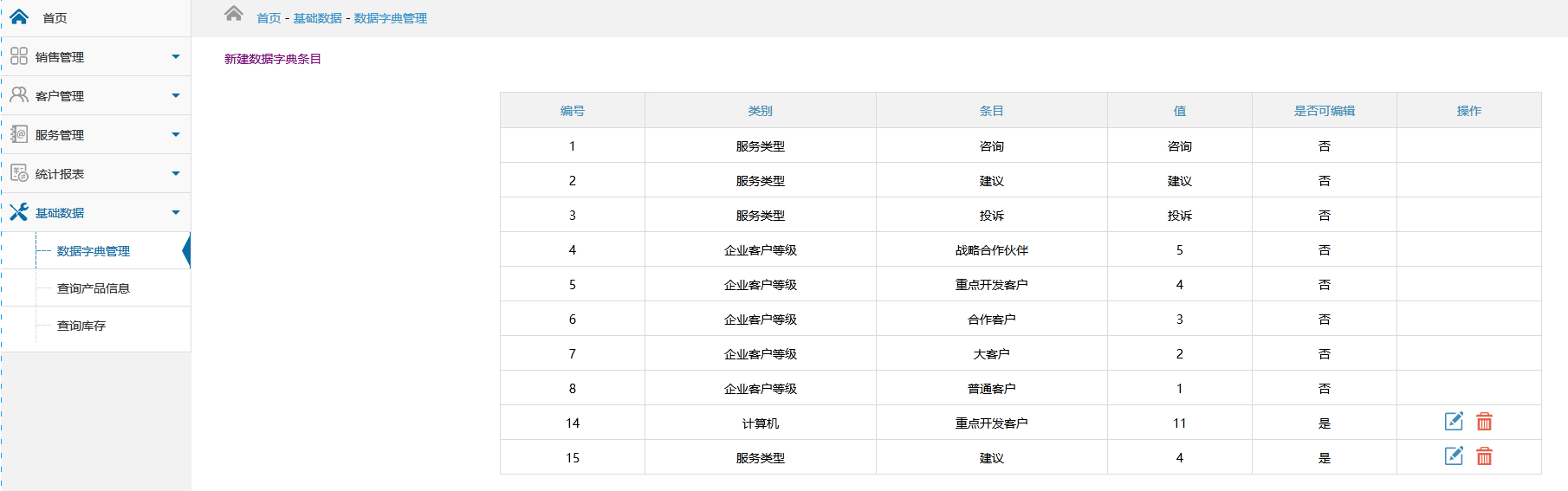 数据字典管理