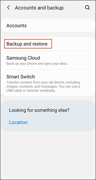 Tap Backup and restore