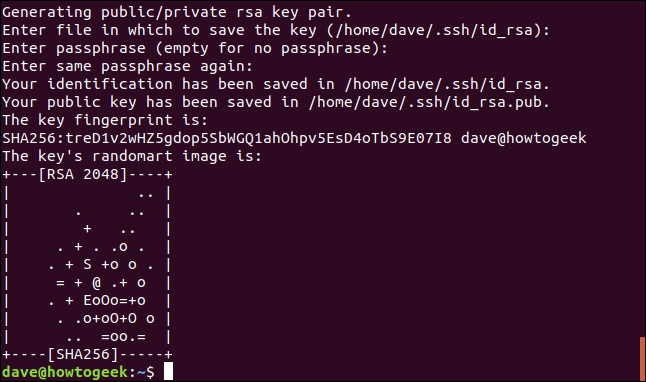 ssh key generation in a terminal window