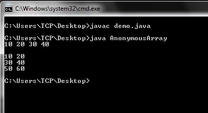 Anonymous Array in Java