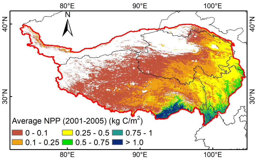 【数据分享】2001~2020年青藏高原植被净初级生产力数据集