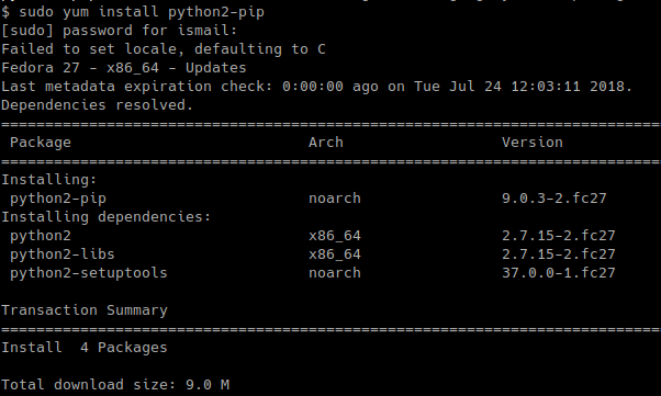 Install pip Package For Python2 In CentOS, RHEL, Fedora