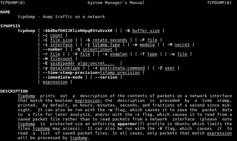 Man Tcpdump