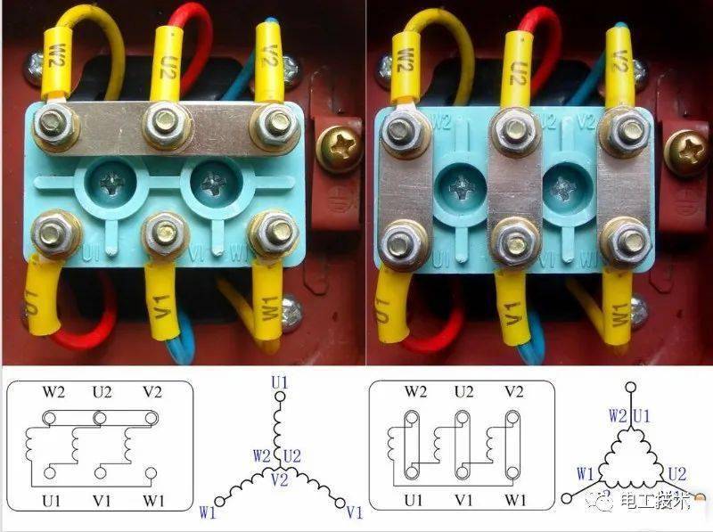 三角形电机接线实物图图片