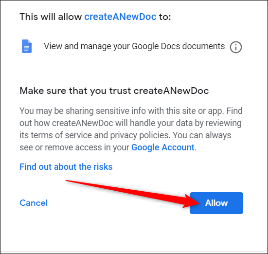 Review the permissions, then click Allow