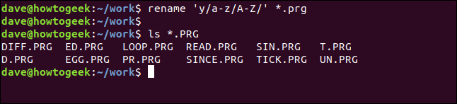 rename 'y/a-z/A-Z/' *.prg in a terminal window