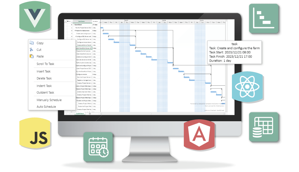 NEW JavaScript GanttSheet Add-On