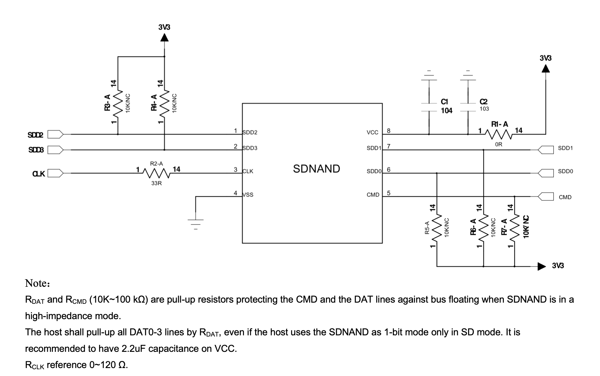 SD NAND连接的电路原理参考图