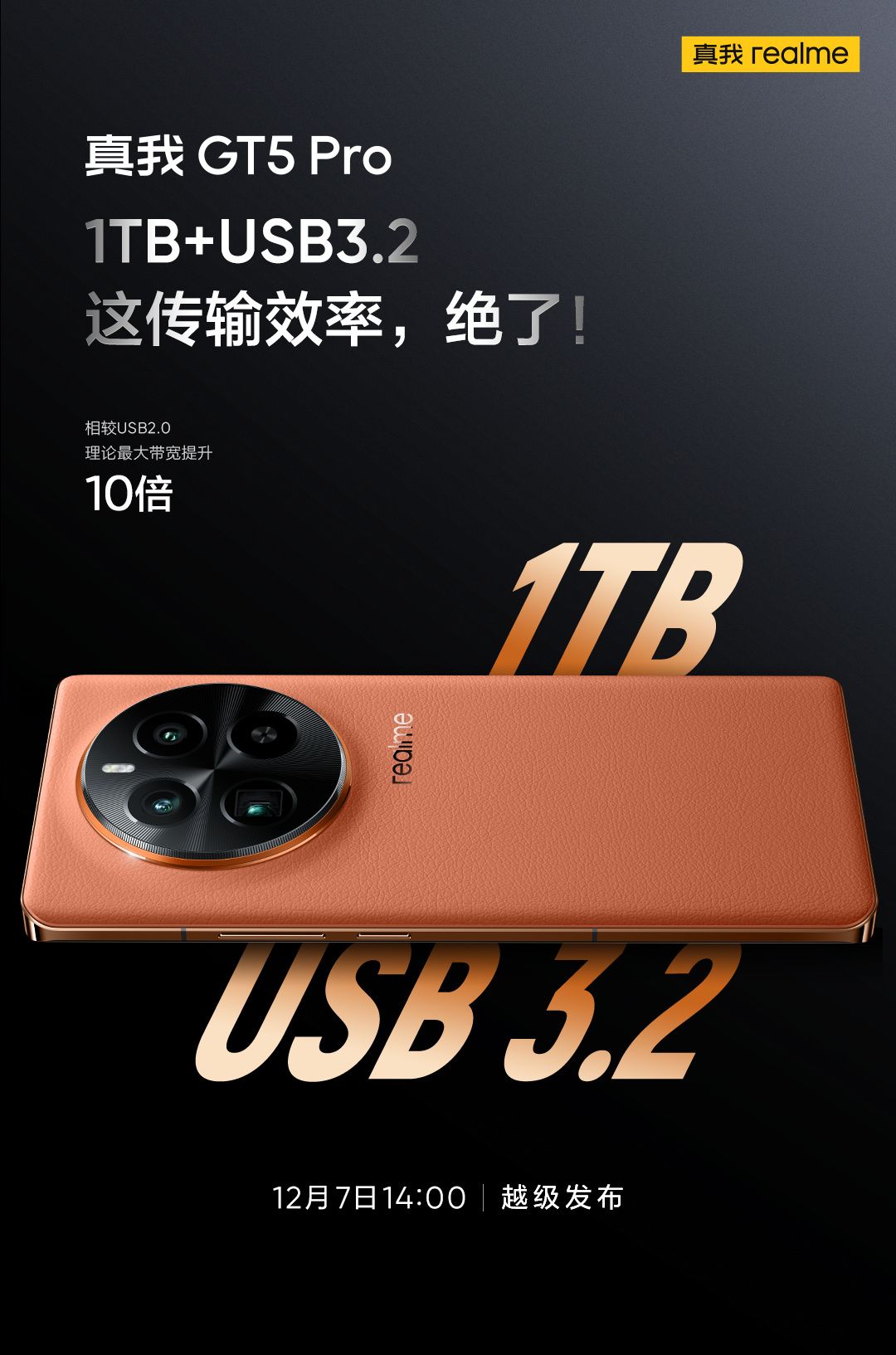 全系标配usb32realme真我gt5pro来袭1tb满足一切想象