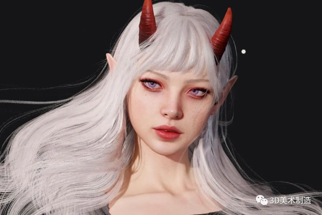 3d模型欣赏 白发小恶魔女 次世代角色设计 毛发细腻